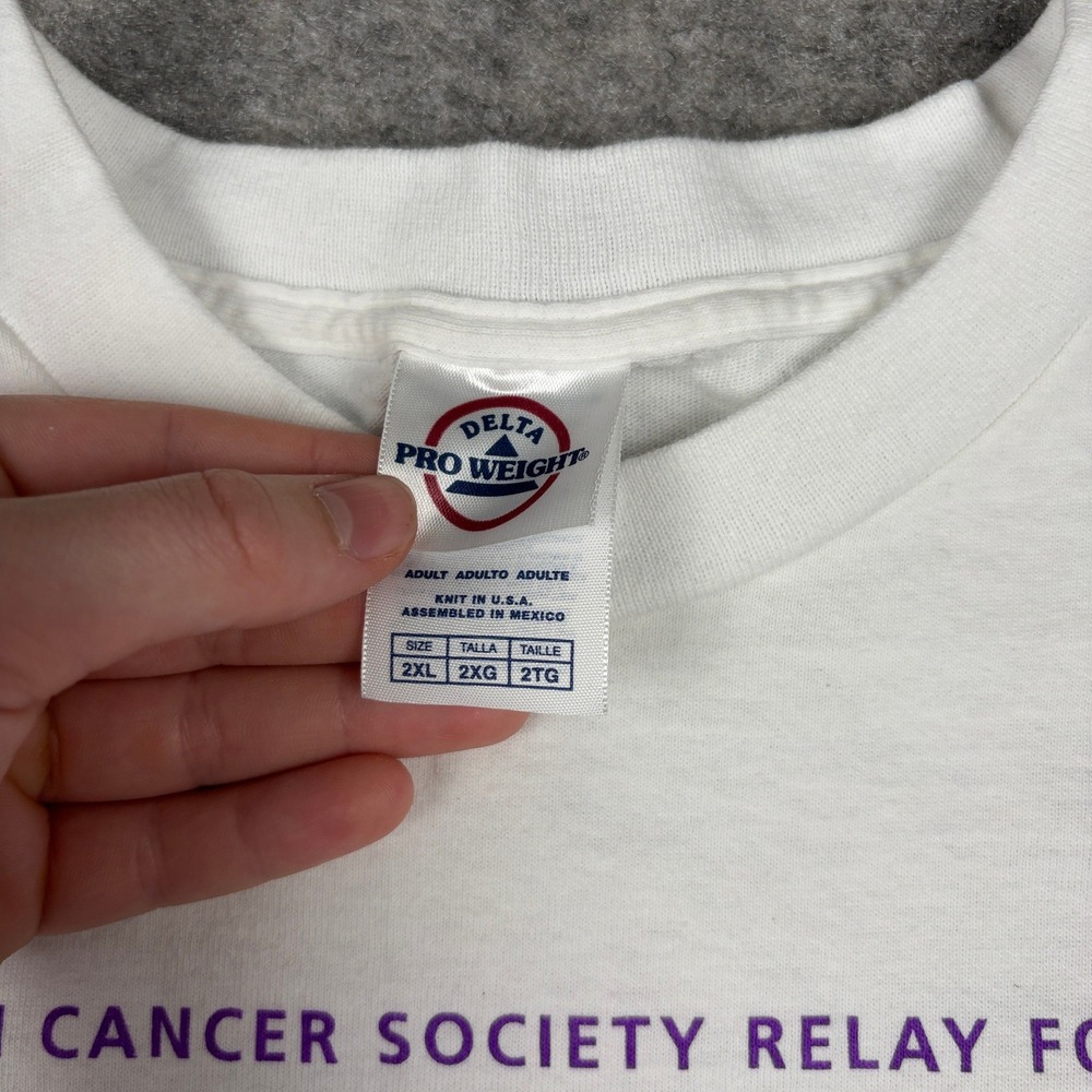 Vintage Canncer Society Relay T-Shirt Mens 2XL American For Life White Y2K 90s - Picture 5 of 11